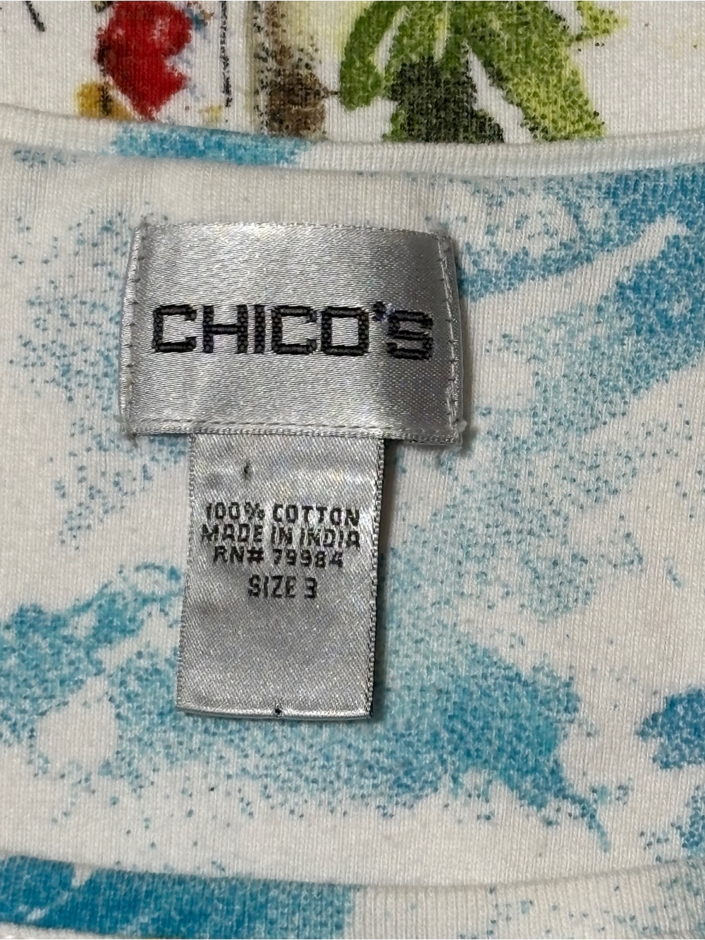 Vintage Chico's  size 3 (XL) 3/4  Sleeve Top Scenic City Print - Picture 4 of 5